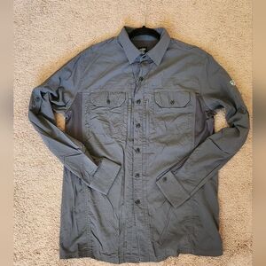 KÜHL Airspeed Long Sleeve Button Up Gray Shirt Men's M Outdoor Hiking Fishing